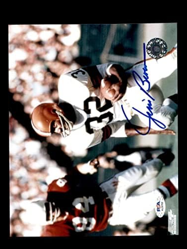 Джим Браун, PSA DNA Coa, Подписано Снимка Браунса с Автограф 8x10 - Снимки NFL С автограф