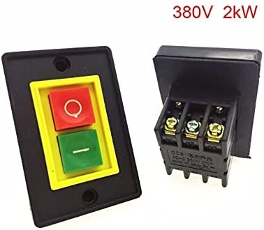 DJDLFA 380V AC 2KW Червен, Зелен 2-Позиционен бутон превключвател за входно-изходни Start Stop 7.3 x 4.8 x 4