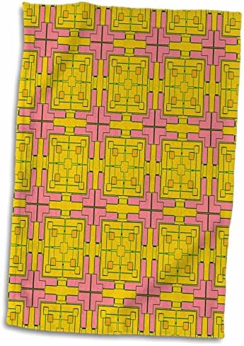 Чаршафи с модерен Жълто, оранжево, лососево-розов Квадратна фигура 3dRose - twl-235775-3)