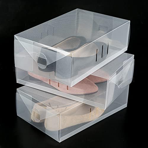 ROYJACKSON 18 Опаковки, Пластмасови Прозрачни Кутии за обувки, Штабелируемый Органайзер за обувки в гардероба,