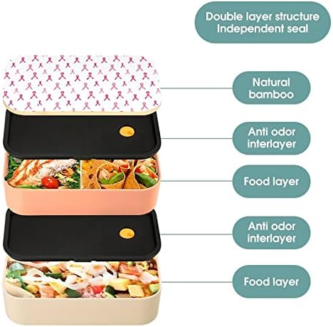 Лента Обяд-Бокс Bento от рак на млечната жлеза, Херметически затворени Контейнери за храна Bento Box с 2 Отделения