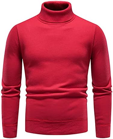 XIAXOGOOL Пуловер за Мъже, Мъжки Оборудвана Пуловер с висока Воротом 2022, Ежедневни Памук Пуловер Усукана Тел,