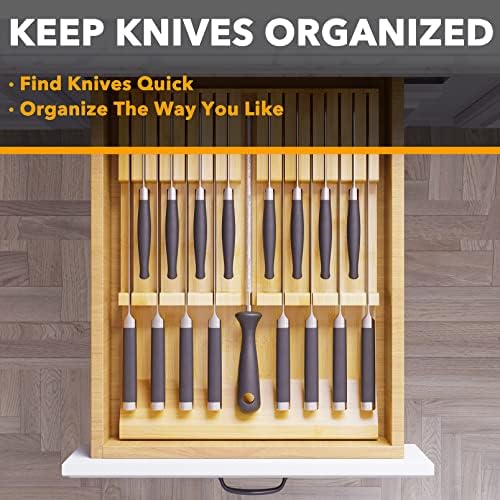 Вмъкване-Органайзер за чекмеджета за бамбук ножове SpaceAid, Държач за кухненски ножове за Стек, Блок-Органайзер