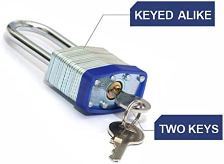 Ламиниран окачени заключване с ключ (1-9/16 , 40 мм), подобно на брави с ключ, Синя Пластмасова Дужка с дълъг