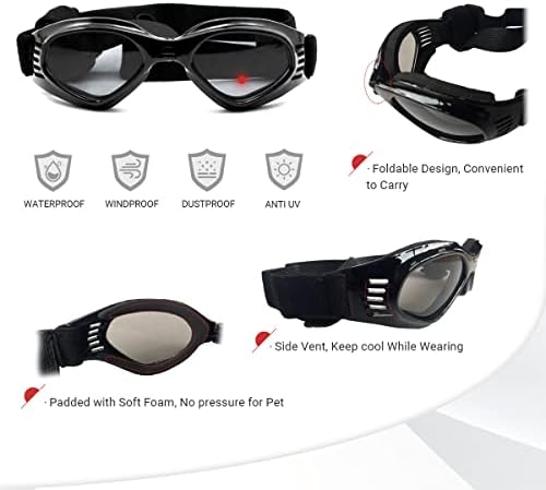 Слънчеви очила за кучета NAMSAN Със Средна защита от ултравиолетови лъчи, Регулируеми Слънчеви Очила за Булдог,