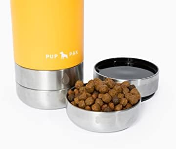 Бутилка за вода за кучето си кученце Pak | 32 грама с подвижни мисками за храна и вода (оранжева)