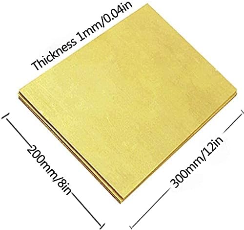 Латунная плоча KEKEYANG Лист фолио от чиста мед, месинг лист 200x300 мм, Месинг метал, широко използван при